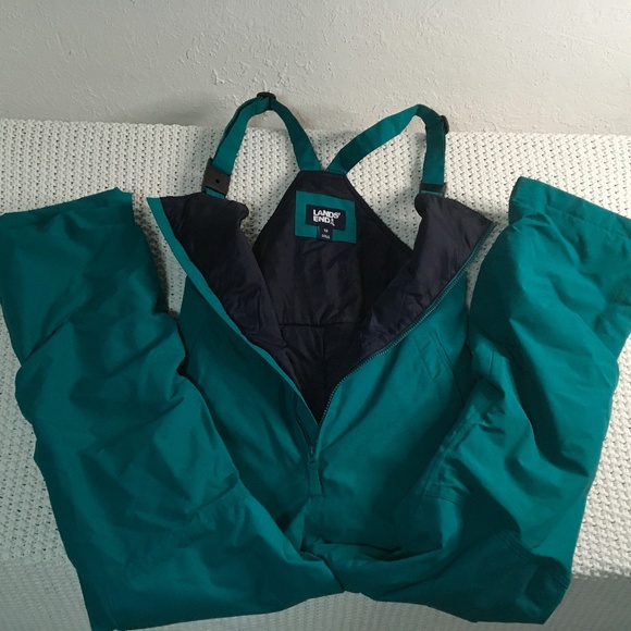 LAND'S END SKI/SNOWBOARD SNOW BIBS TEAL SIZE 12 - Picture 1 of 9